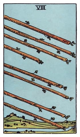 Eight of Wands — Rider-Waite-Smith tarot card