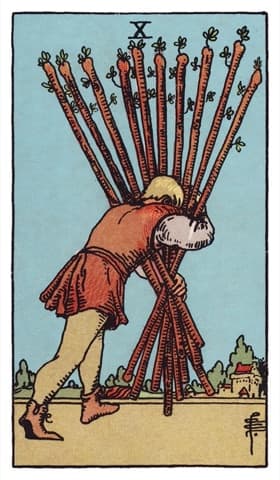 Ten of Wands — Rider-Waite-Smith tarot card