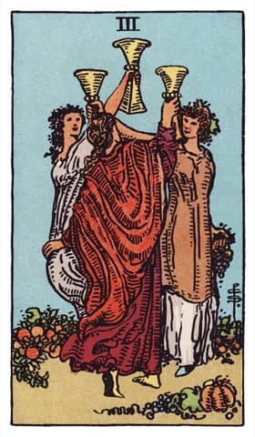 Three of Cups — Rider-Waite-Smith tarot card