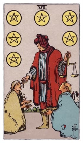 Six of Pentacles — Rider-Waite-Smith tarot card