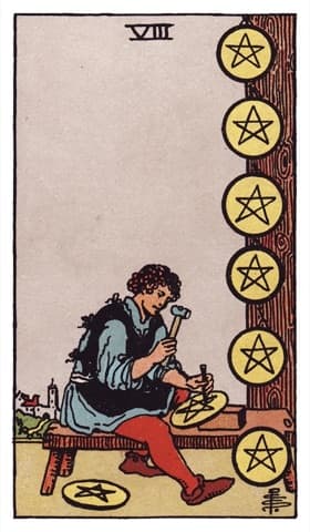Eight of Pentacles — Rider-Waite-Smith tarot card
