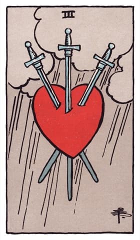 Three of Swords — Rider-Waite-Smith tarot card