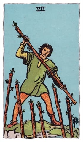 Seven of Wands — Rider-Waite-Smith tarot card